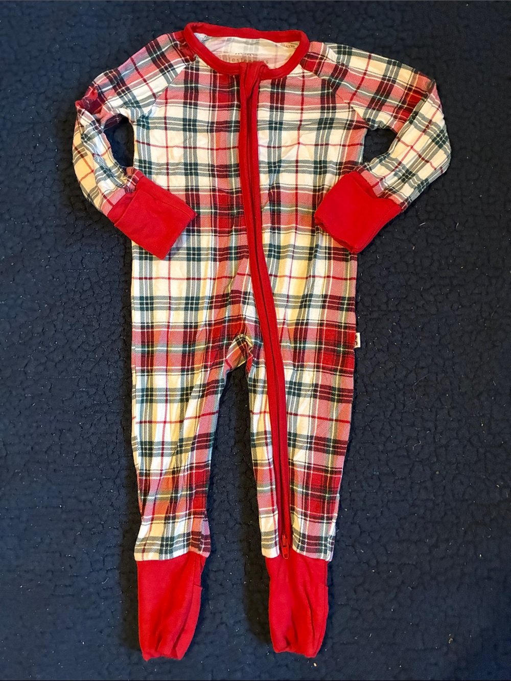 Little Sleepies Red Plaid Footed One-Piece Pajamas